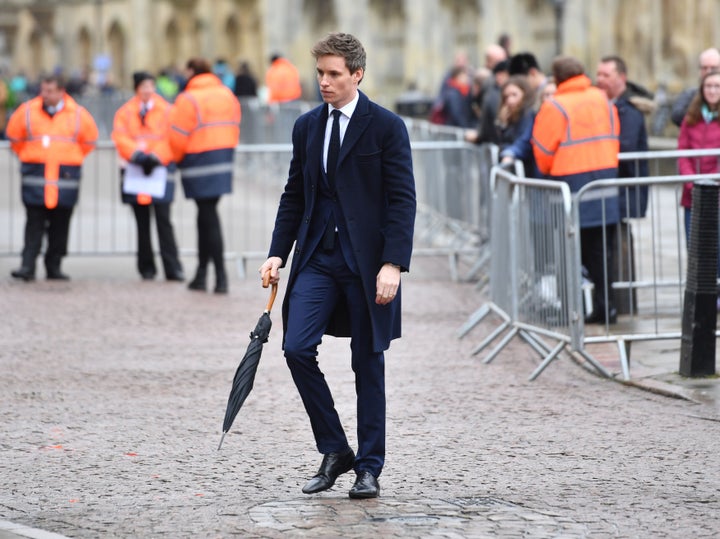 Eddie Redmayne arrives at the church