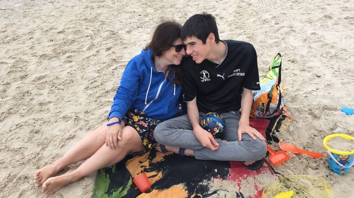 The author and her son, Danny, at the beach.