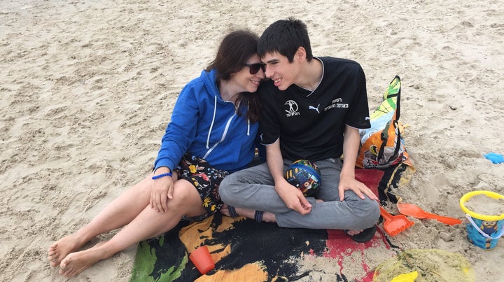 The author and her son, Danny, at the beach.