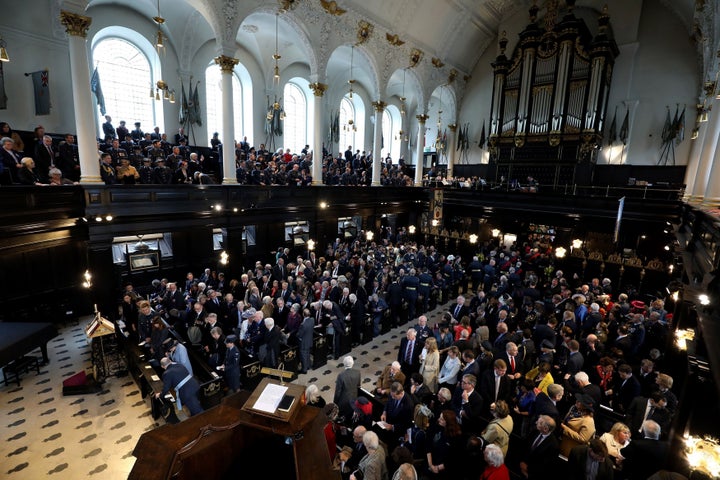 <strong>The Founders' Day Service, to commemorate the centenary of the formation of the Royal Air Force at St Clement Danes Church, in London.</strong>