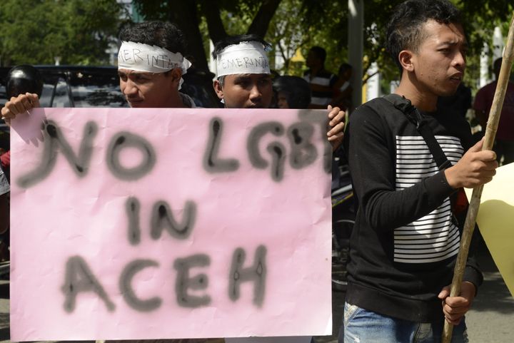 Vigilantes and religious police in Aceh often raid homes and places of work and detain people on suspicion of engaging in homosexual activity.