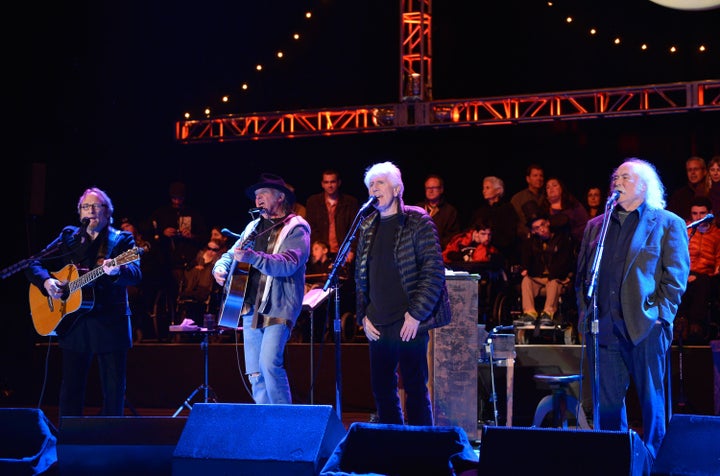 Stephen Stills, Neil Young, Graham Nash and David Crosby of CSNY perform at Bridge School Benefit concert on Oct. 27, 2013, in Mountain View, California.