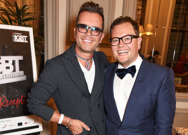  Paul Drayton (L) and Alan Carr attend the 2017 British LGBT Awards in London. 