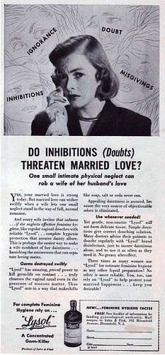 Another Lysol ad warning women of the dangers of "intimate physical neglect."