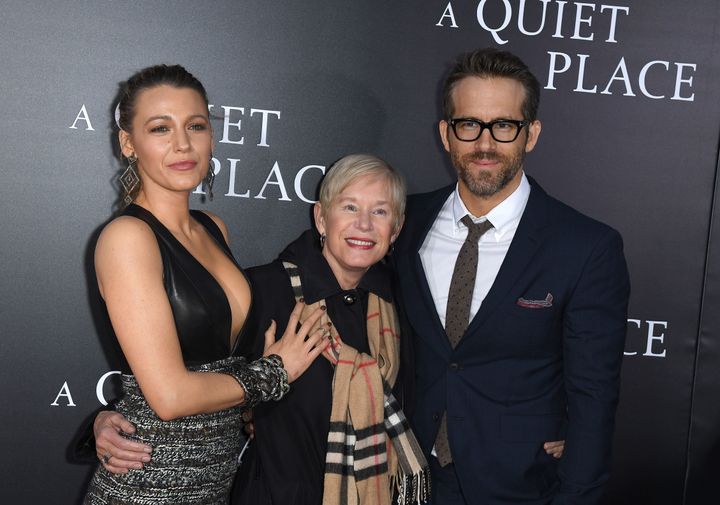 Blake Lively, Tammy Reynolds and Ryan Reynolds attend the premiere for 'A Quiet Place' in New York City.