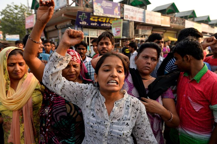 Sexual violence protesters on the streets of New Delhi in 2015.
