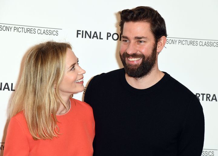 Emily Blunt and John Krasinski attend a film screening at the Guggenheim Museum in March.