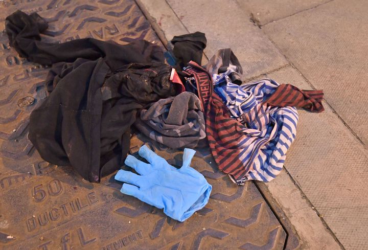 Bloodied items of clothing at the Mile End crime scene