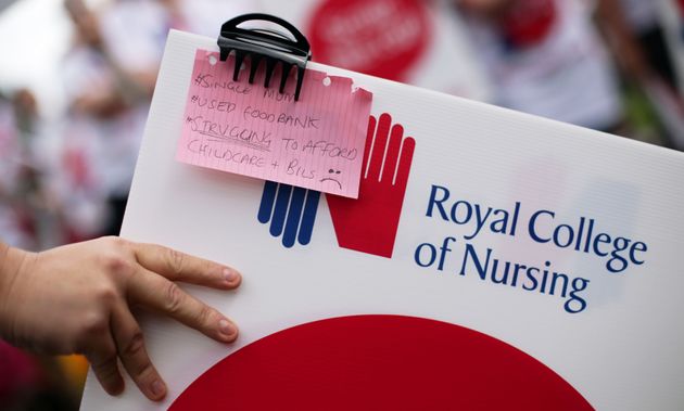 A RCN protest placard