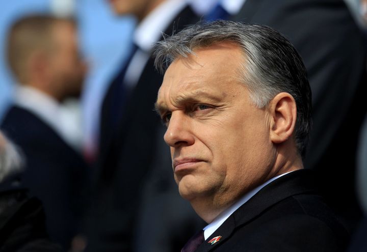 Hungarian Prime Minister Viktor Orbán attends the consecration of a statue in memory of Smolensk plane crash victims in Budapest on April 6, 2018.