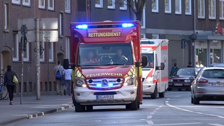 An ambulance arrives at the scene in the German city.