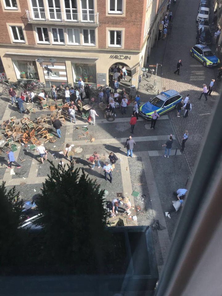 A vehicle drove into pedestrians in Muenster, Germany, on Saturday.