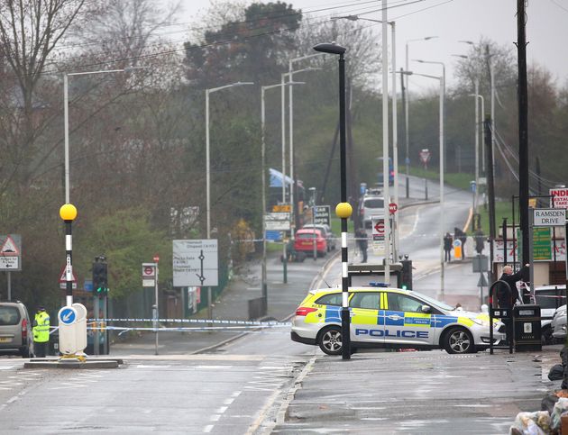 Police at the scene on Monday morning 