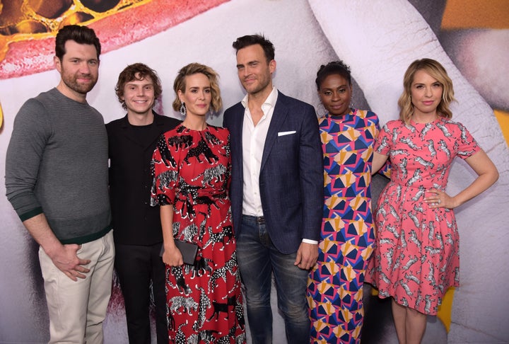 Billy Eichner, Evan Peters, Sarah Paulson, Cheyenne Jackson, Adina Porter and Leslie Grossman attend the 'American Horror Sto