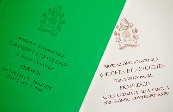 A photo illustration of the papal document "Gaudete et Exsultate" (Rejoice and Be Glad).