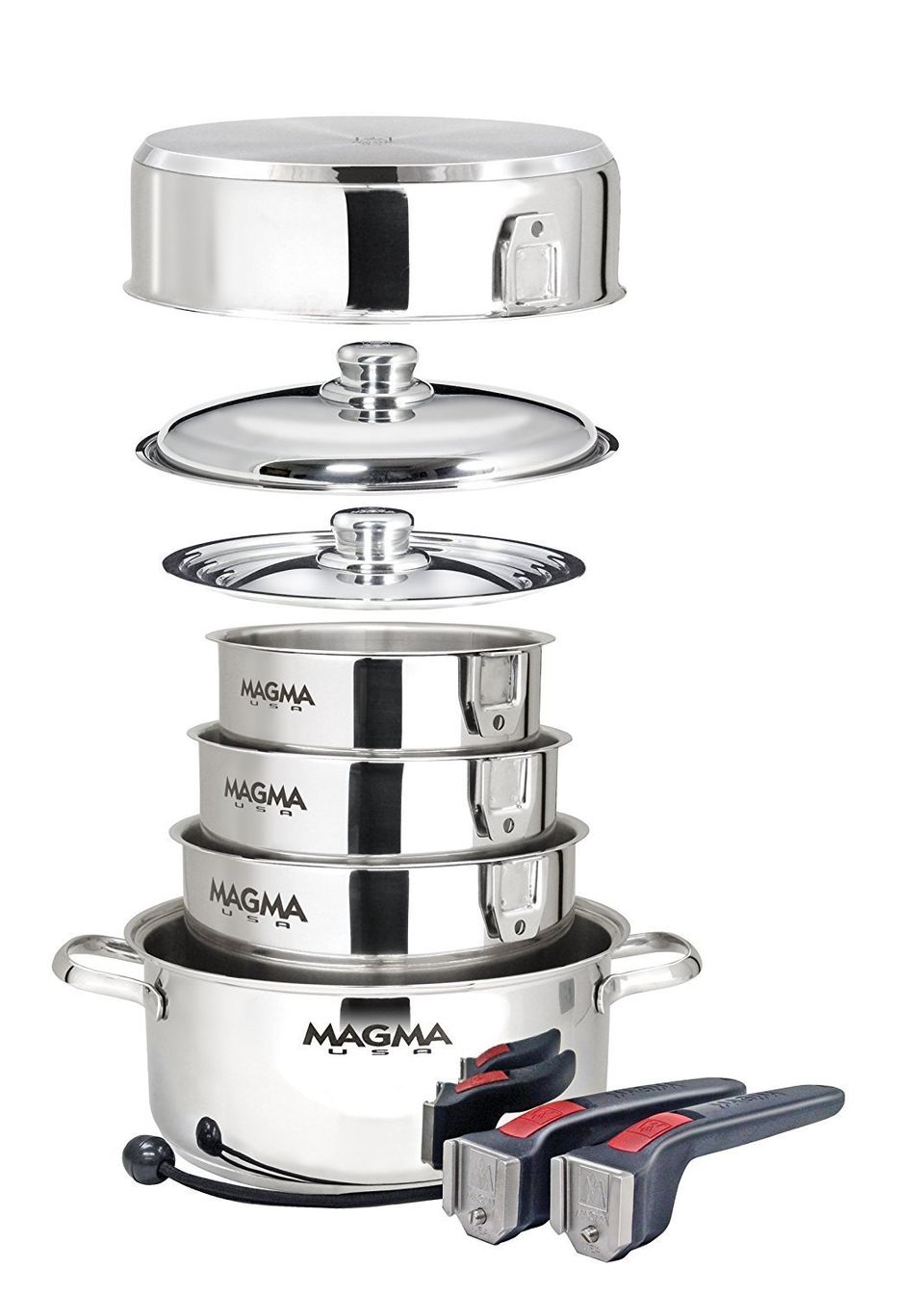 Magma Nesting 7-Piece Stainless Steel Cookware Set with Ceramica Non-Stick  - Living In Beauty