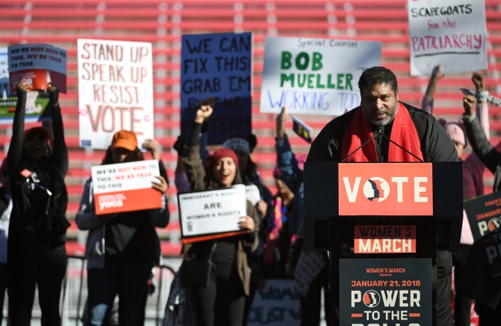 Civil rights activist Rev. William Barber II speaks during the launch of the Power to the Polls voter registration tour in Las Vegas in January.