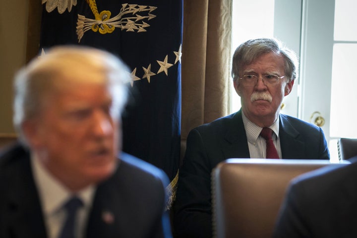 John Bolton, President Donald Trump's new national security adviser, joins his first Cabinet meeting on Monday.