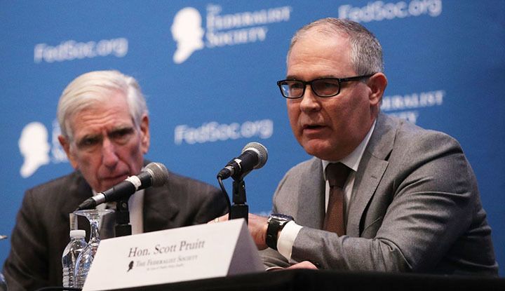 EPA Administrator Scott Pruitt speaks at the Federalist Society's 2017 National Lawyers Convention in Washington, D.C.