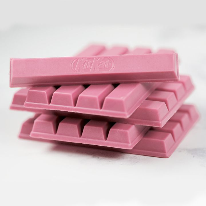 The new KitKat Ruby is bright pink.