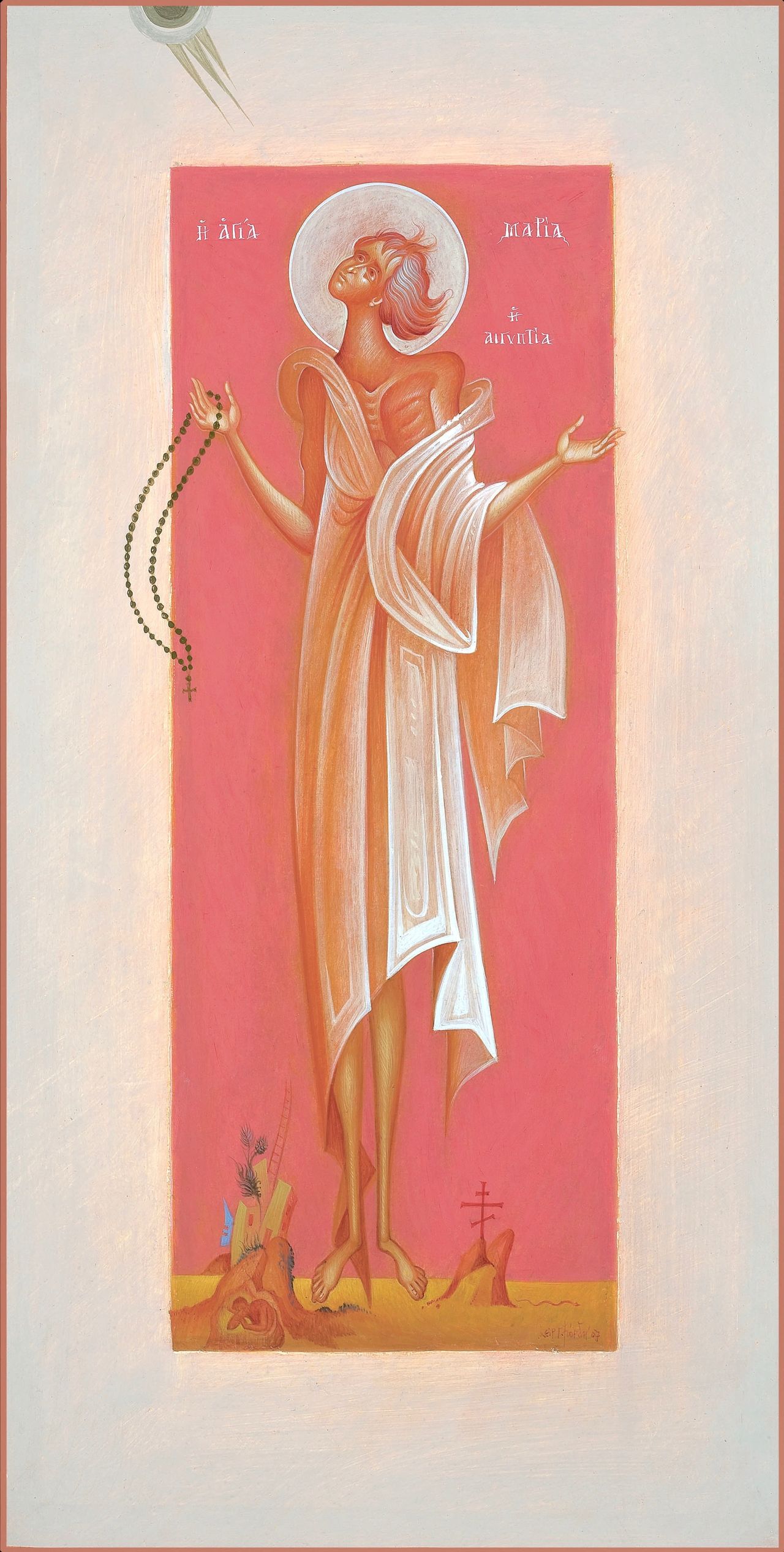Saint Mary of Egypt. Αυγοτέμπερα σε ξύλο.