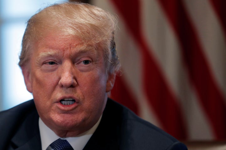 President Donald Trump, seen during a Cabinet meeting at the White House on Monday, has scrapped plans to travel to Peru and Colombia on Friday.