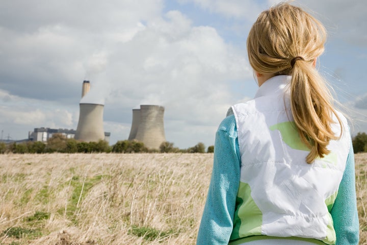 Girl by power station