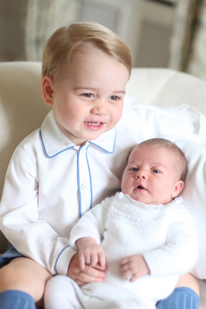 Prince George with Princess Charlotte.