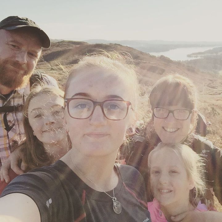 Camilla Bradshaw-Burke (back right) with her husband Matt and her three daughters, aged 11, 14 and 17. Tilly (back left) is home-schooled.