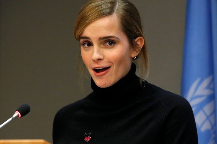 Emma Watson speaking at the launch of UN Women's "HeForShe" initiative at the United Nations in 2016.