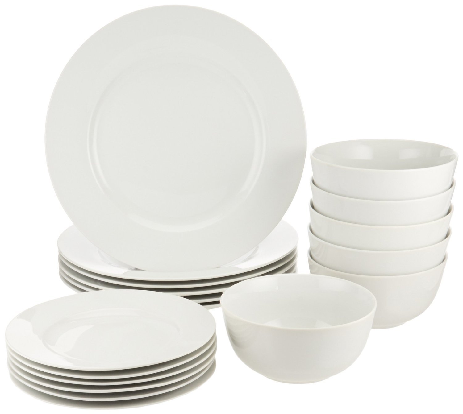 16 Piece Dishes Set Famiware Dawn Dinnerware Set Plates and Bowls Set for 4 White Matte 