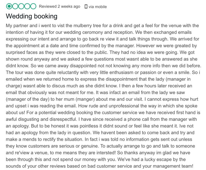 Sharp called out the restaurant in her TripAdvisor review. 