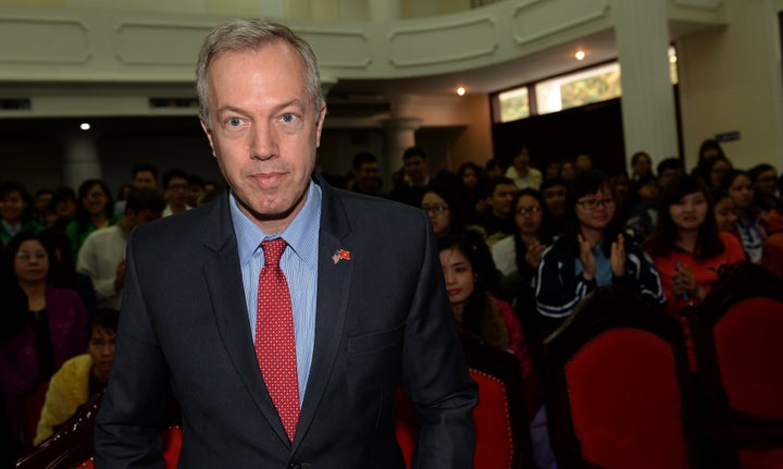 Then-U.S. Ambassador to Vietnam Ted Osius attends a meeting in Hanoi in 2015. He quit his post in October.