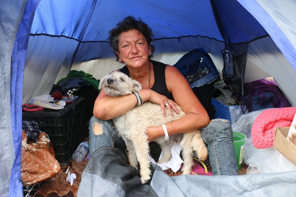 Mama Cuba in her tent in Skid Row. 