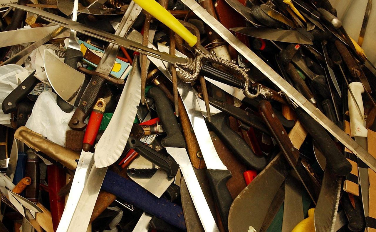 Knives handed in during a five-week amnesty in Glasgow in 2007.