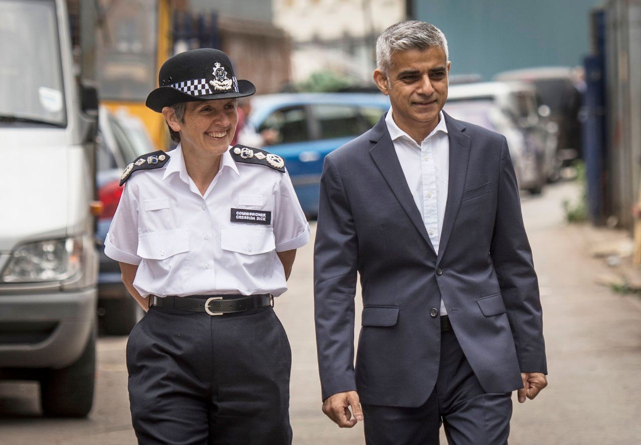 The Mayor of London Sadiq Khan and Met Police Commissioner Cressida Dick arrive to launch a new Knife Crime Strategy to tackle the rise in knife crime across the capital 