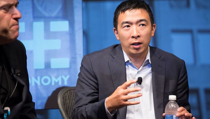Andrew Yang, whose proposal for a universal basic income is at the forefront of his bid for the Democratic presidential nomination.