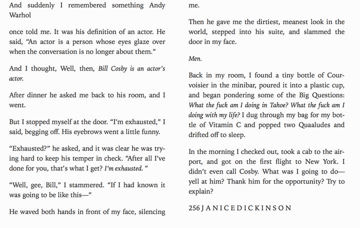 The scene in Dickinson's book, "No Lifeguard on Duty: The Accidental Life of the World’s First Supermodel", that describes what happened in Lake Tahoe.