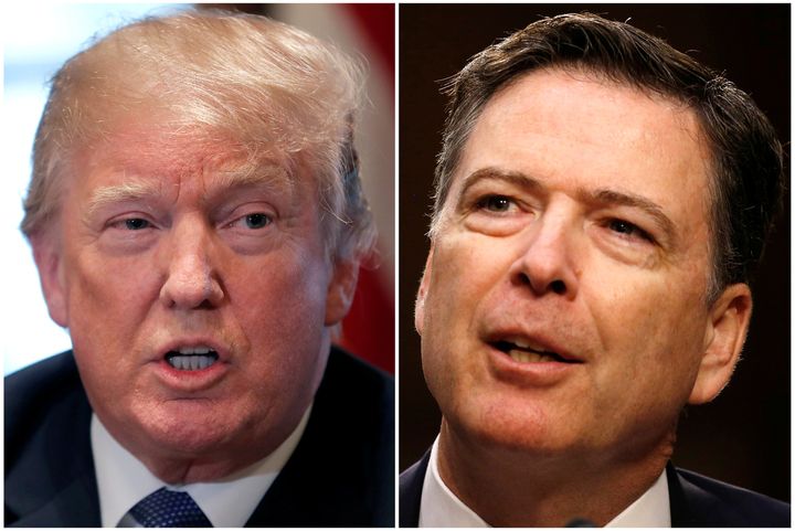 Former FBI Director James Comey, right, writes in his new book that he thought Donald Trump would not win the presidency.