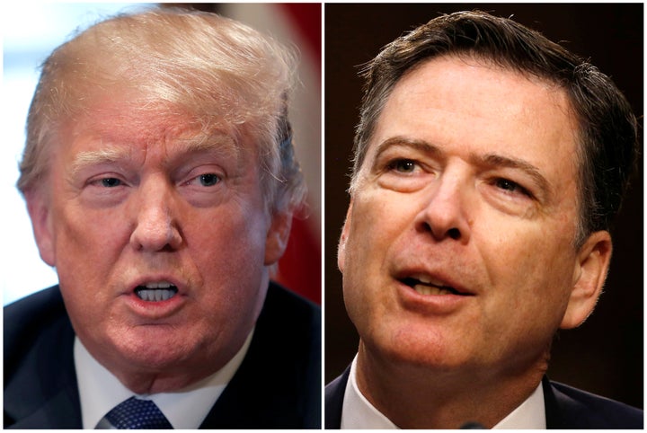 Former FBI Director James Comey, right, writes in his new book that he thought Donald Trump would not win the presidency.