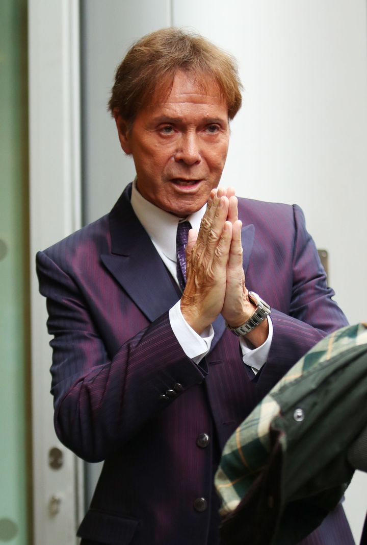 Sir Cliff Richard arrives at the Rolls Building in London