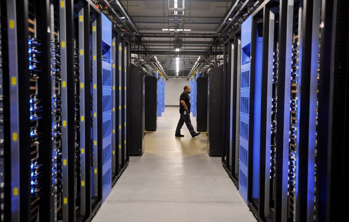 The inside of a Facebook data center in Forest City, North Carolina. The newest such center will open in 2023 outsi