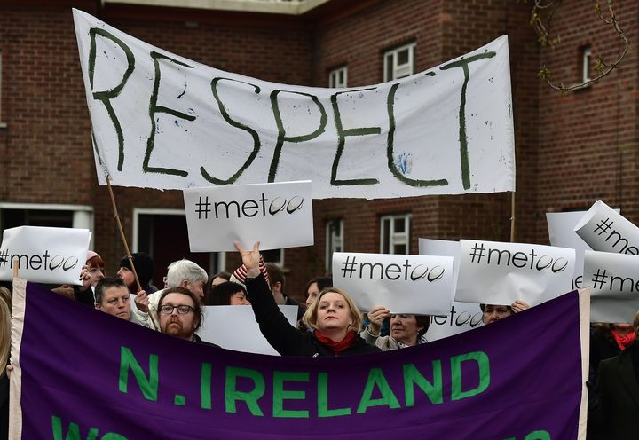 Protestors demonstrated outside the home of Ulster rugby on Friday evening, their first home game since Paddy Jackson and Stuart Olding's acquittal