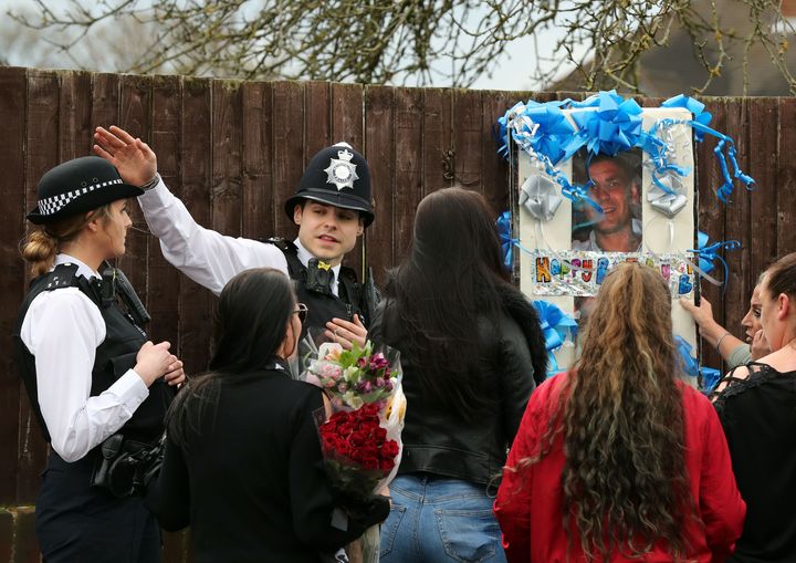 Police on Sunday directed relatives of Henry Vincent to place tributes and birthday cards to him away from from Richard Osborn-Brooks's south London home.