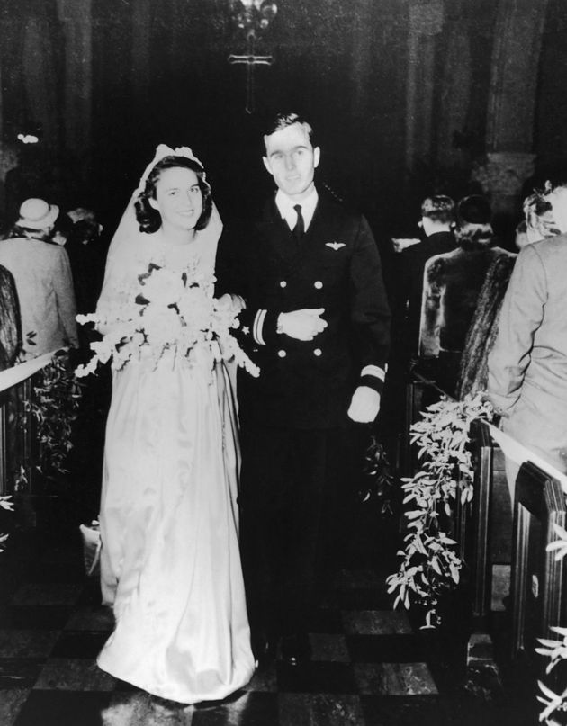 Barbara and George Bush on their wedding day 