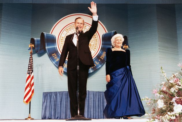 George and Barbara Bush at his inaugural celebration in 1989 