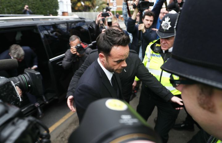 Ant faced a scrum of photographers as he arrived at The Court House in Wimbledon