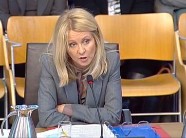 Esther McVey giving evidence at the Social Security Committee at Holyrood