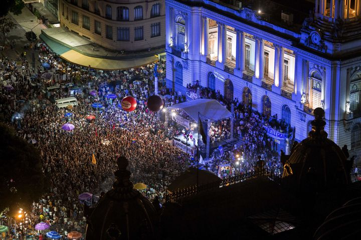 Protesters gather in front of the Municipal Chamber of Rio de Janeiro on March 20 to demonstrate against the killing of Marielle Franco six days earlier.