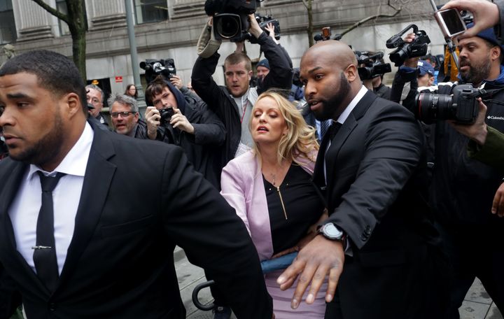 Adult film actress Stephanie Clifford, whose stage name is Stormy Daniels, arrives at the United States District Court for the Southern District of New York for a hearing related to Michael Cohen, President Donald Trump's longtime personal attorney.